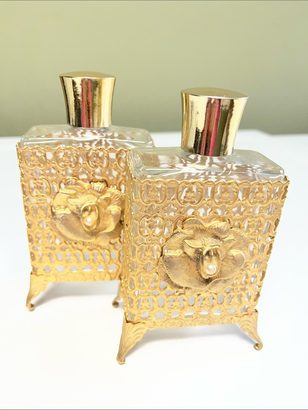 Set of 2 Vintage Glass Perfume Bottles